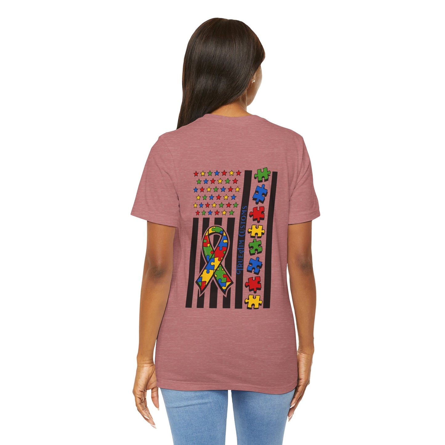 Autism Awareness Flag T-Shirt — Puzzle Ribbon Support Tee