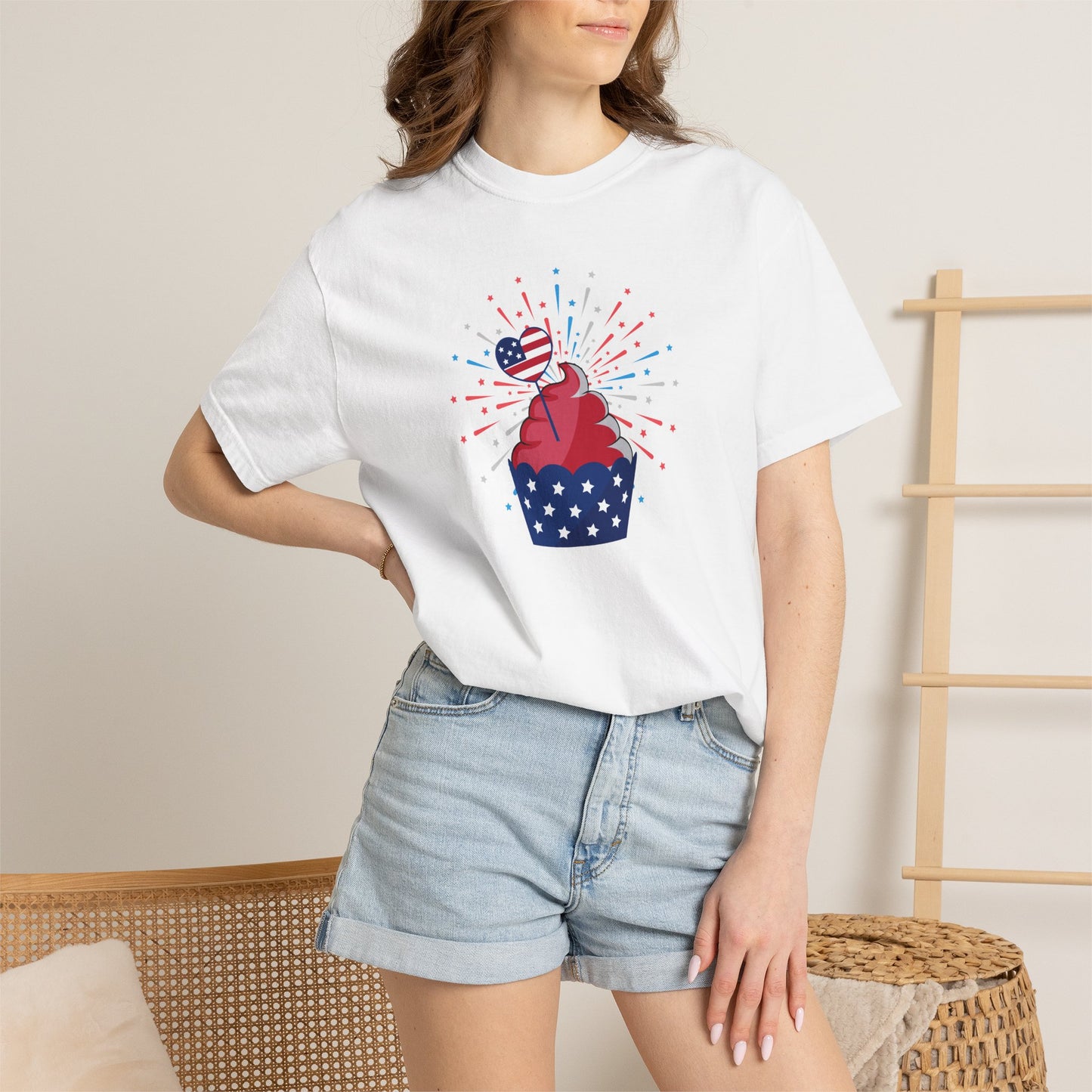 Patriotic Cupcake T-Shirt — 4th of July Red White Blue Celebration Tee