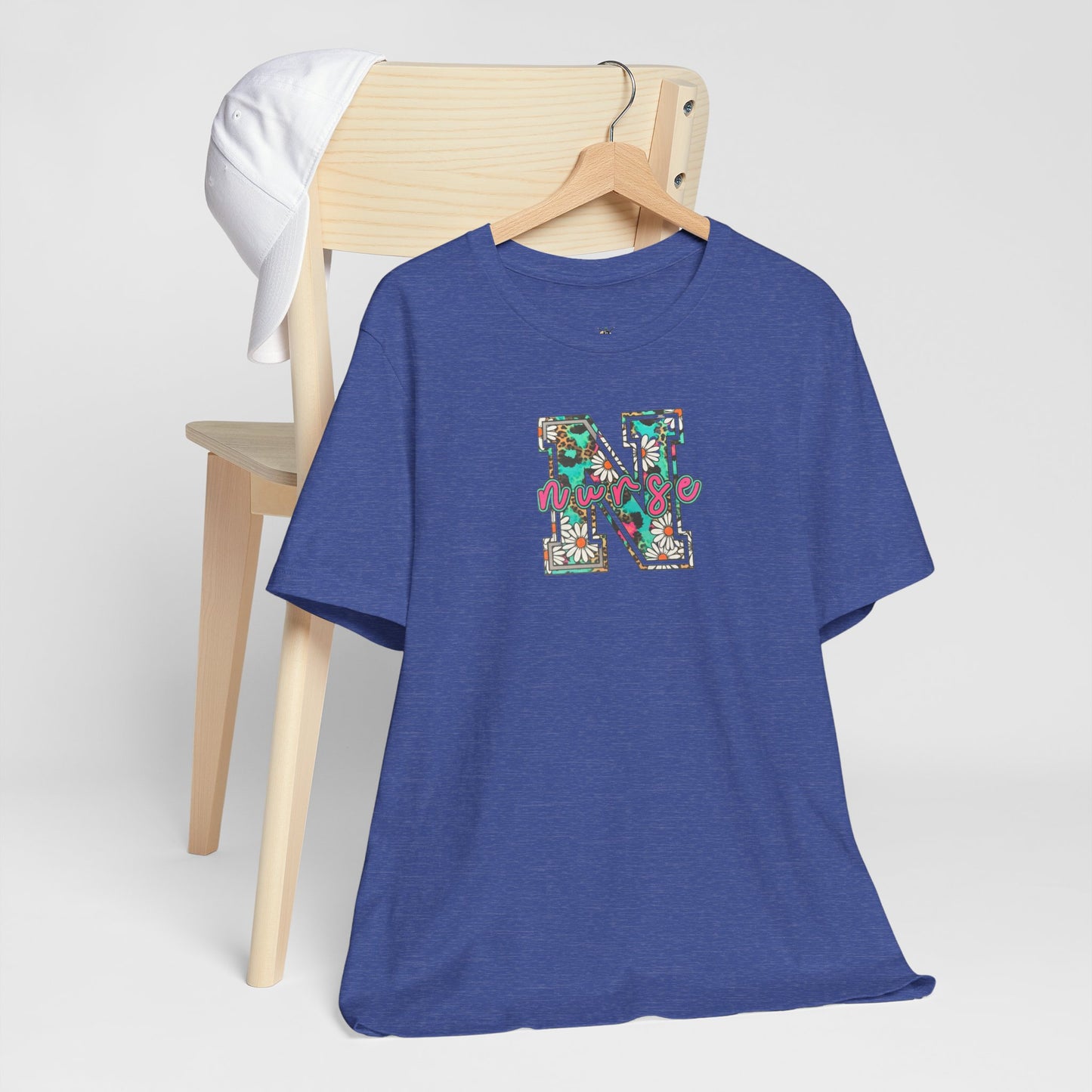 Floral Letter N, Nurse  T-Shirt — Tropical Botanical Monogram Tee