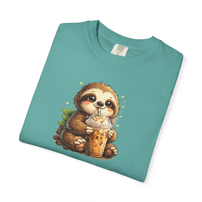 Cute Sloth Holding Coffee T-Shirt — Adorable Cozy Animal Tee