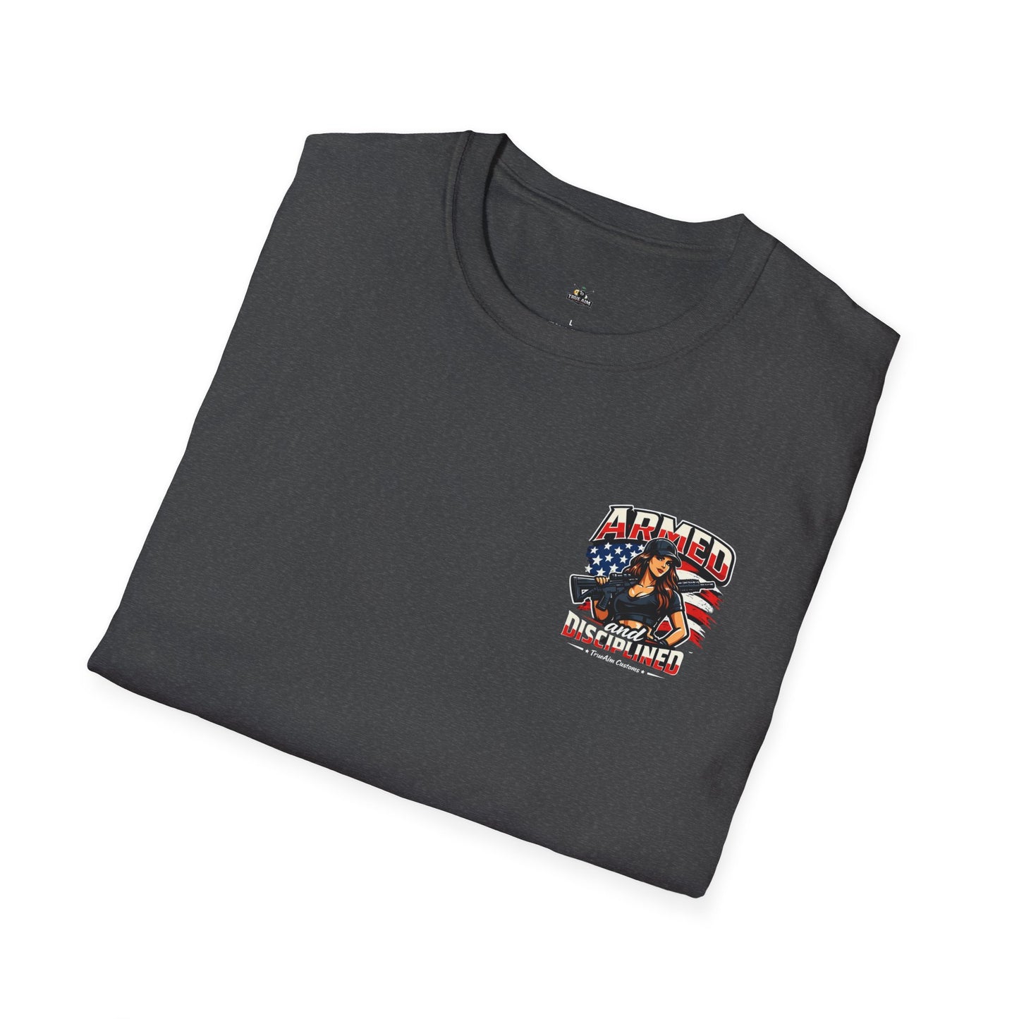 "Female Armed and Disciplined" Patriotic Flag Design t shirt