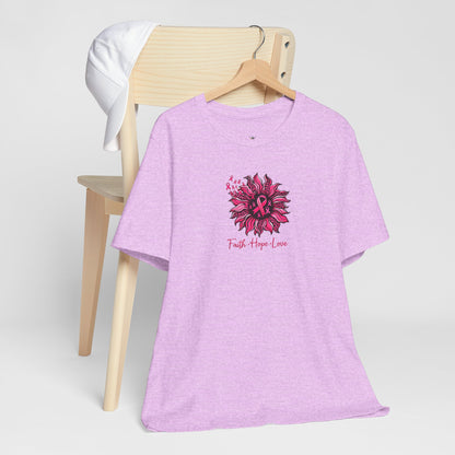 Faith Hope Love Floral Tee — Inspirational Women's Short Sleeve Shirt