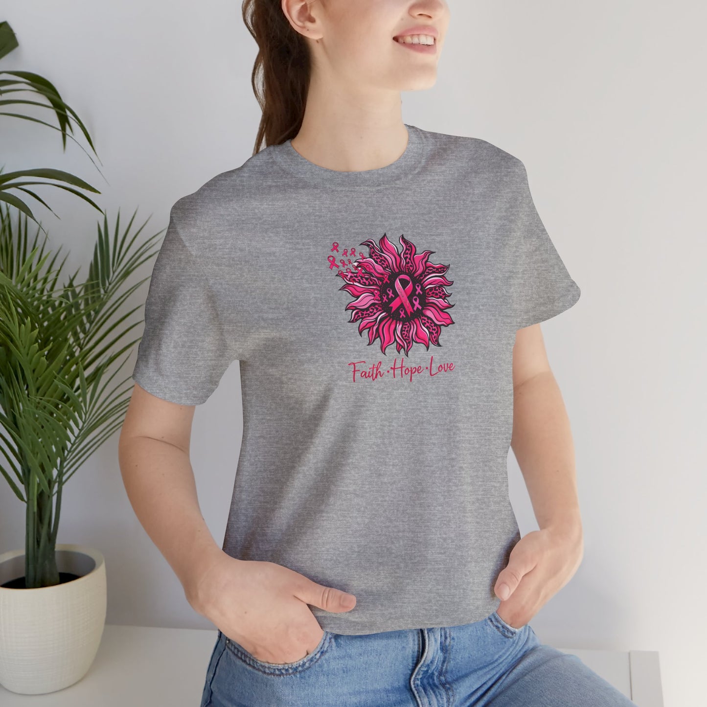 Faith Hope Love Floral Tee — Inspirational Women's Short Sleeve Shirt