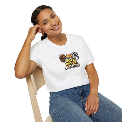 Rock Paper Scissors Paw Print T-Shirt — Cute Animal Game Graphic Tee