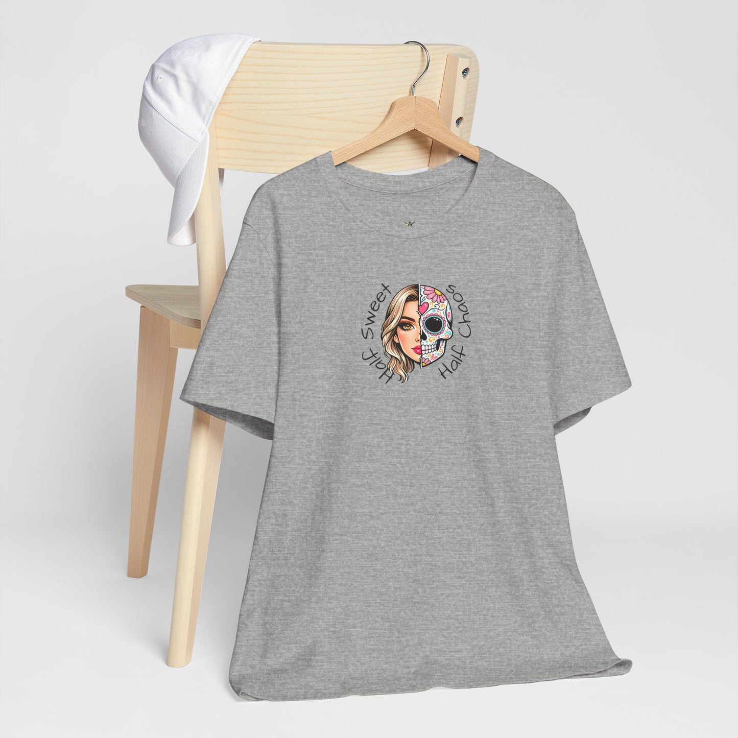 Half Sweet Half Chaos T-Shirt — Day of the Dead Skull Girl Graphic Tee