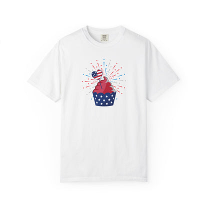 Patriotic Cupcake T-Shirt — 4th of July Red White Blue Celebration Tee