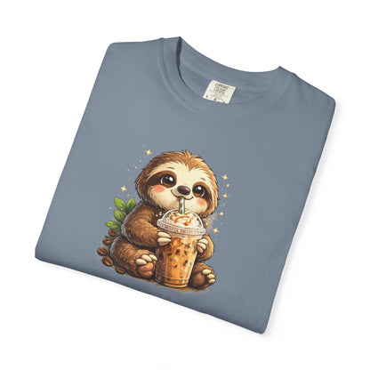Cute Sloth Holding Coffee T-Shirt — Adorable Cozy Animal Tee