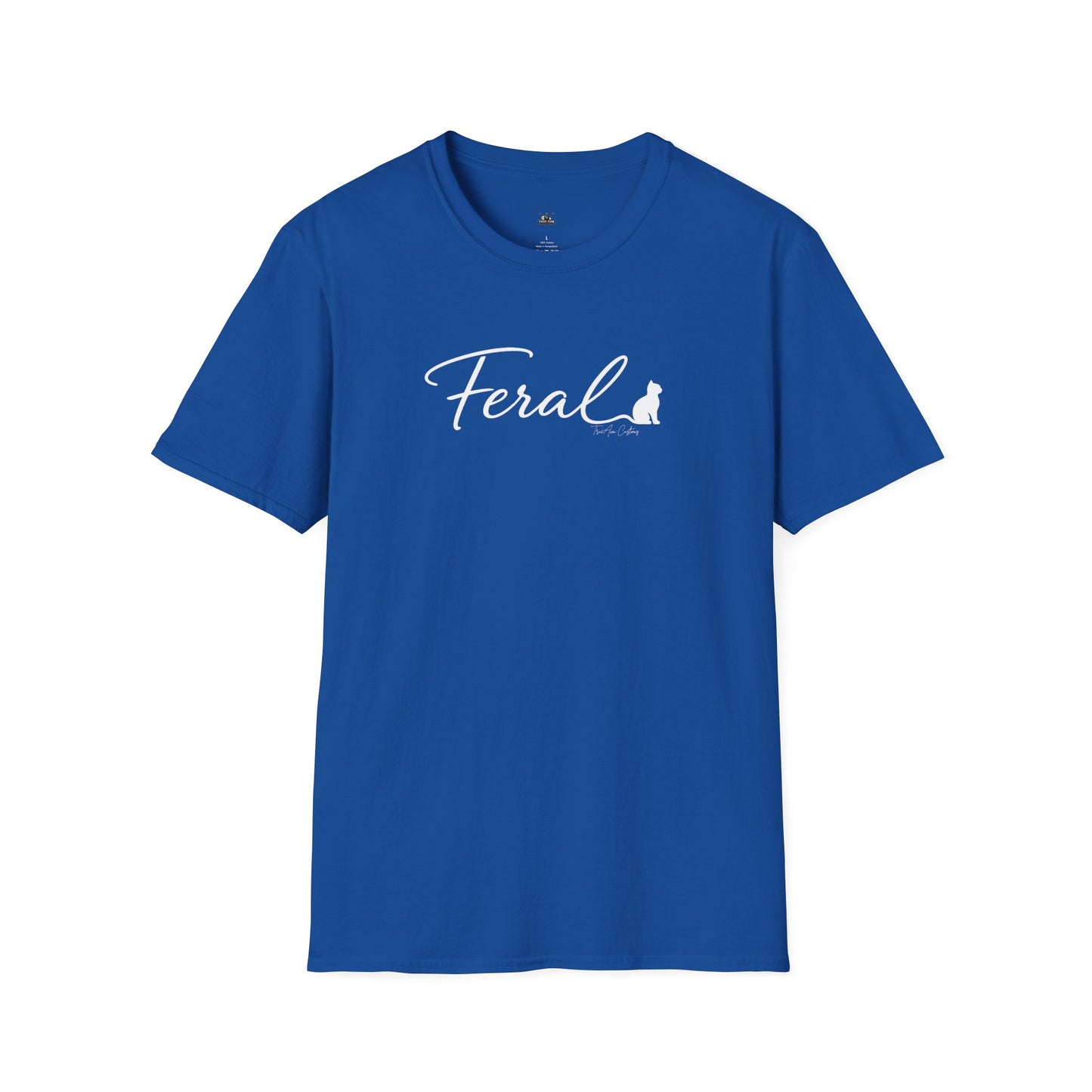 Feral Cat Script Tee — Minimal Cat Silhouette T-Shirt