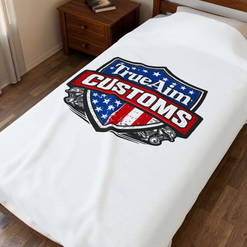 TrueAim Customs Velveteen Plush Blanket – American Shield Logo Throw
