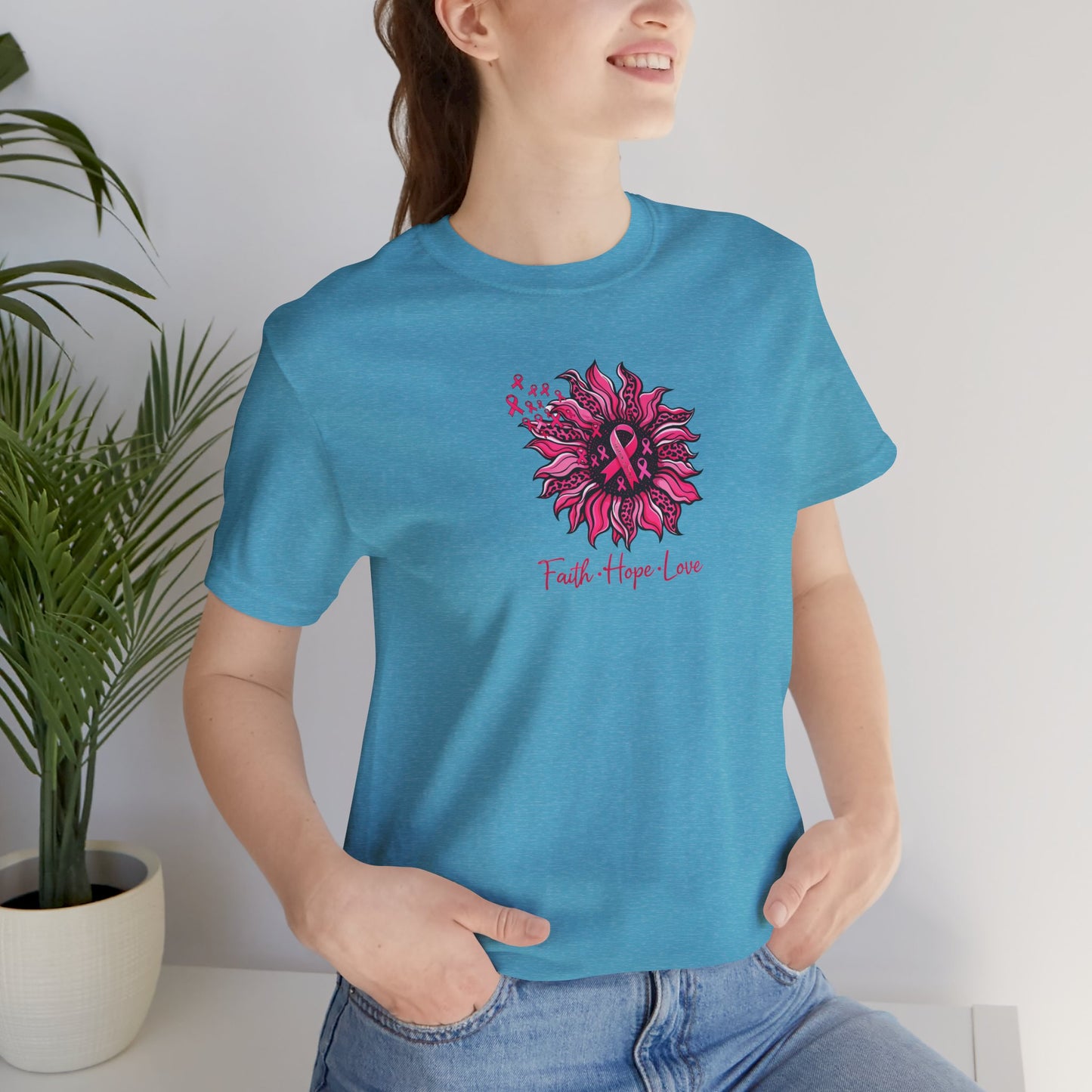 Faith Hope Love Floral Tee — Inspirational Women's Short Sleeve Shirt