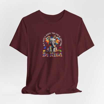 Be Kind Elephant T-Shirt — Colorful Puzzle Piece Autism Awareness Tee