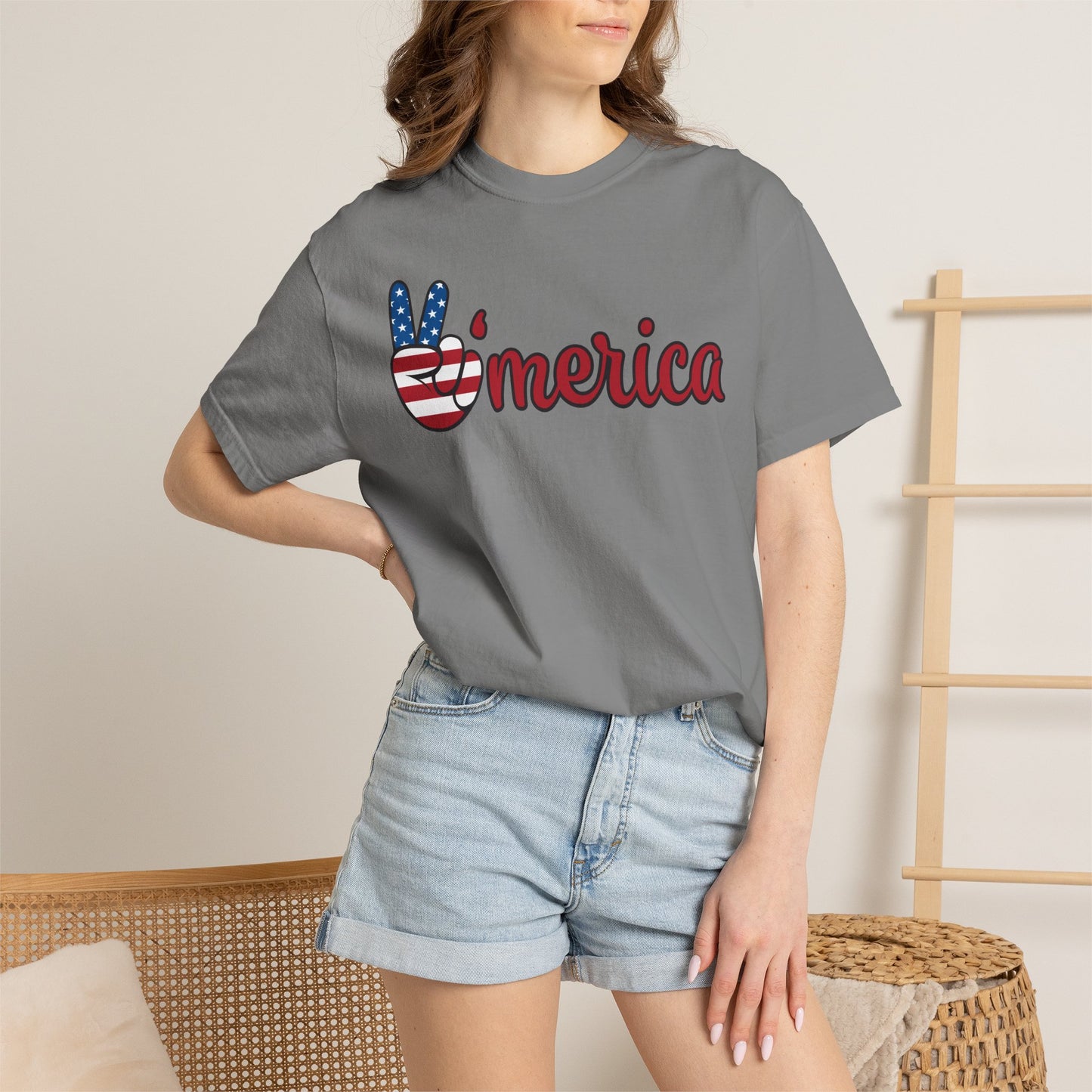 'Merica Peace Sign T-shirt – American Flag Patriotic Tee for 4th of July