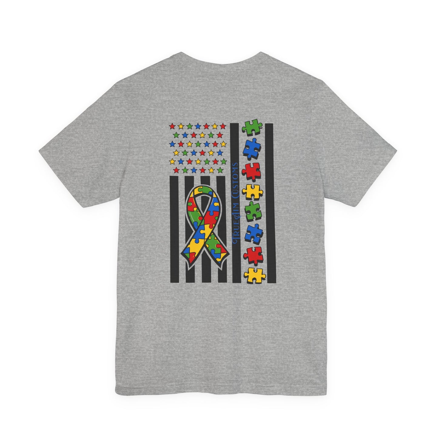 Autism Awareness Flag T-Shirt — Puzzle Ribbon Support Tee