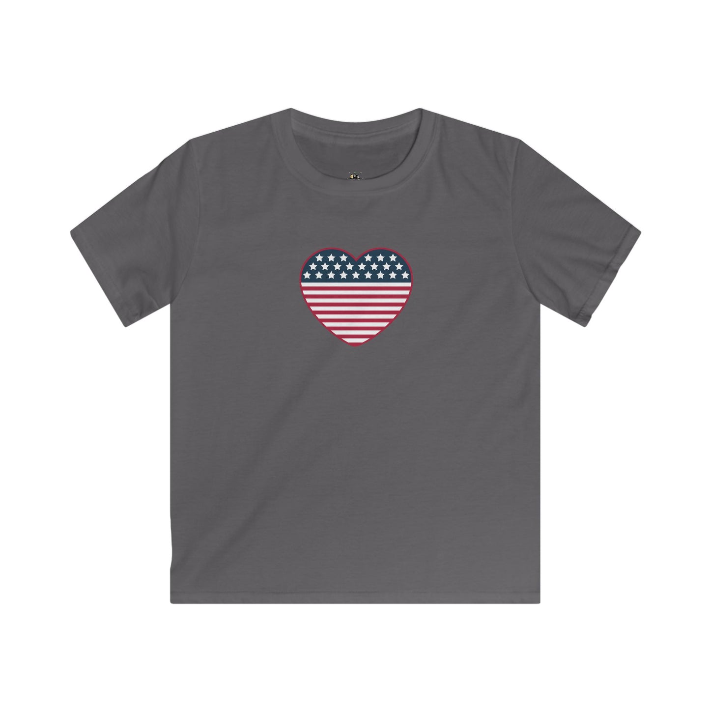 Kids Tee — American Flag Heart Graphic (Patriotic 4th of July Kids Shirt)
