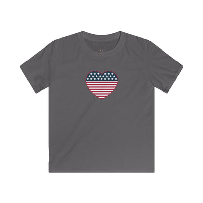 Kids Tee — American Flag Heart Graphic (Patriotic 4th of July Kids Shirt)