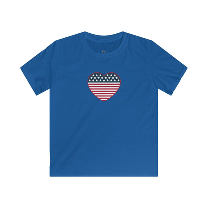 Kids Tee — American Flag Heart Graphic (Patriotic 4th of July Kids Shirt)