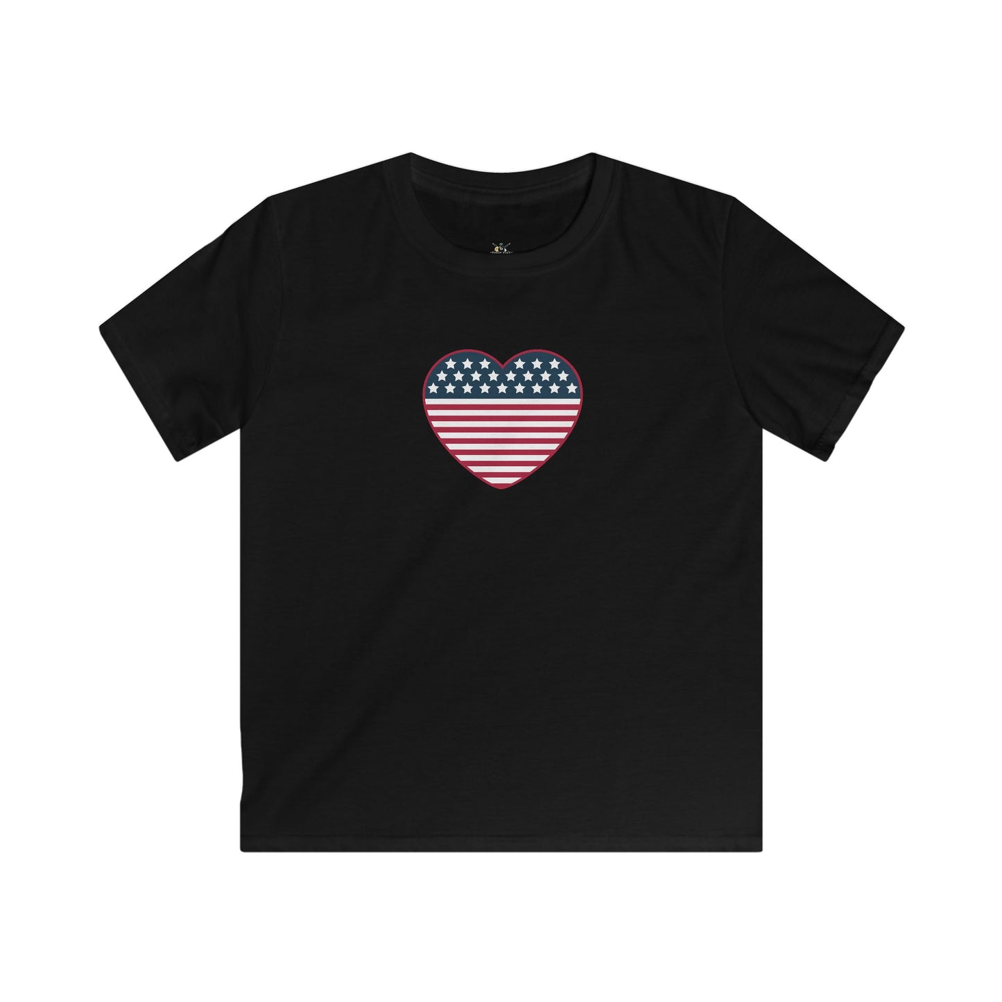 Kids Tee — American Flag Heart Graphic (Patriotic 4th of July Kids Shirt)