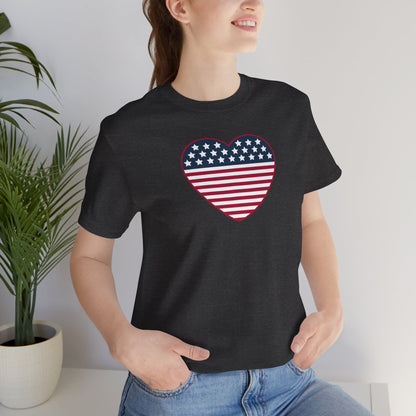 Patriotic Heart T-Shirt — American Flag Heart Tee for 4th of July & Independence Day