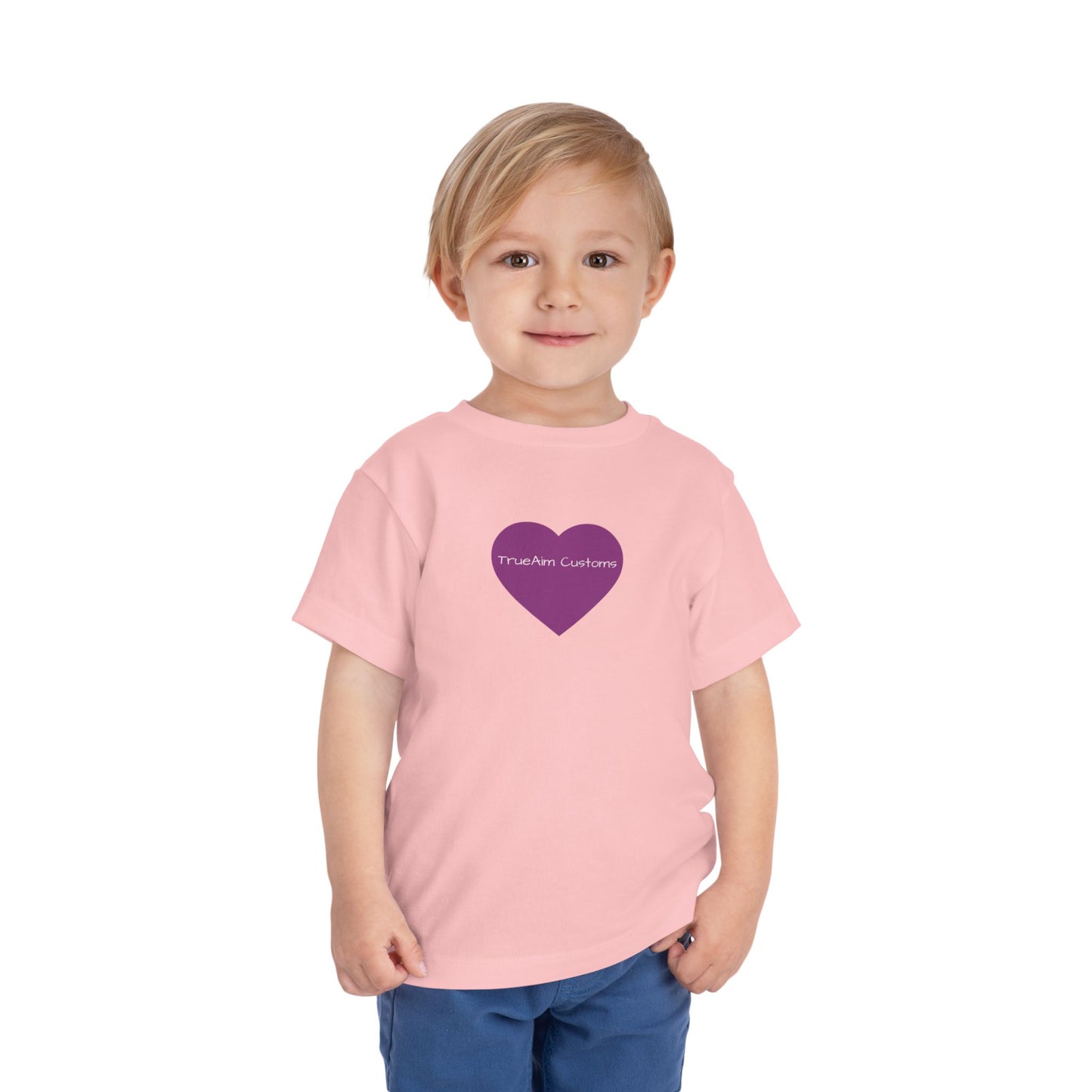 Toddler Tee — Purple Heart Graphic Kids Shirt, Cute Valentine's or Everyday Baby Gift