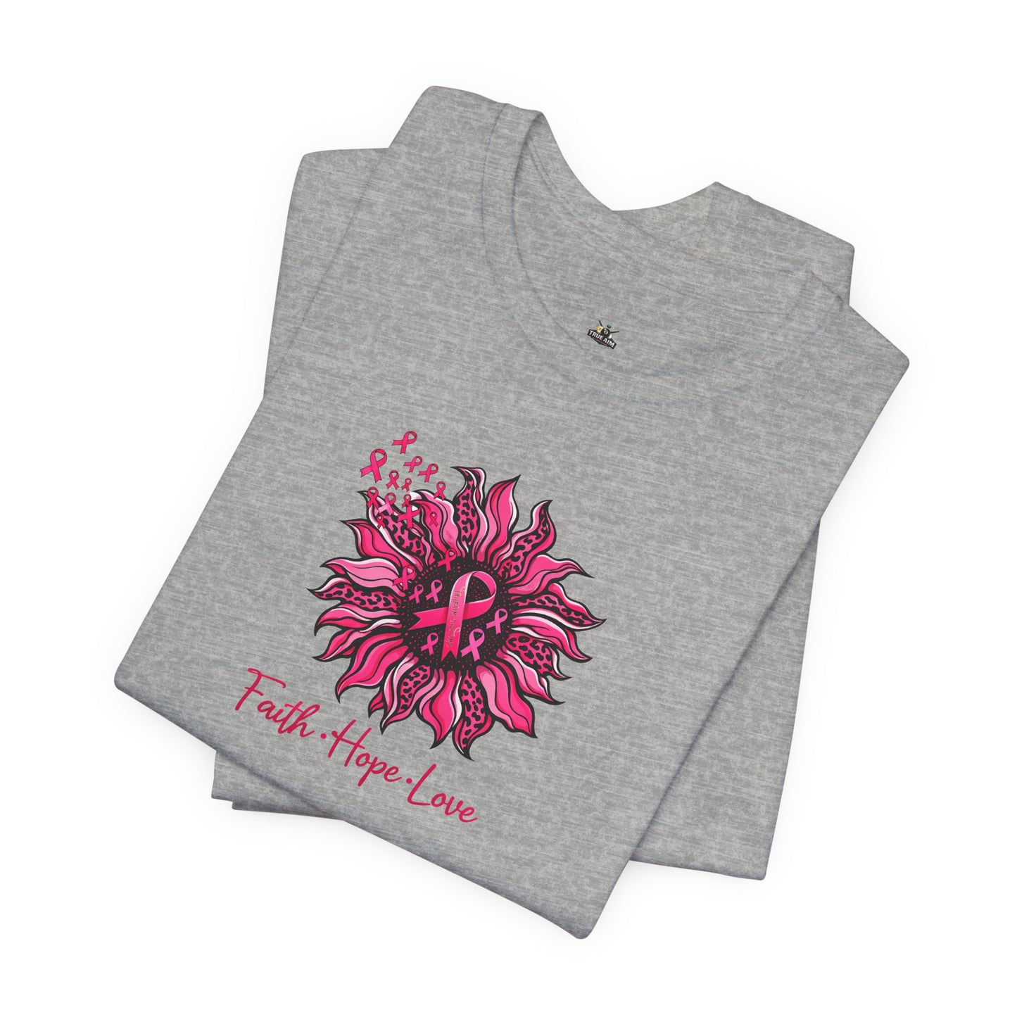 Breast Cancer Awareness Tee — Faith • Hope • Love Pink Ribbon Floral T‑Shirt