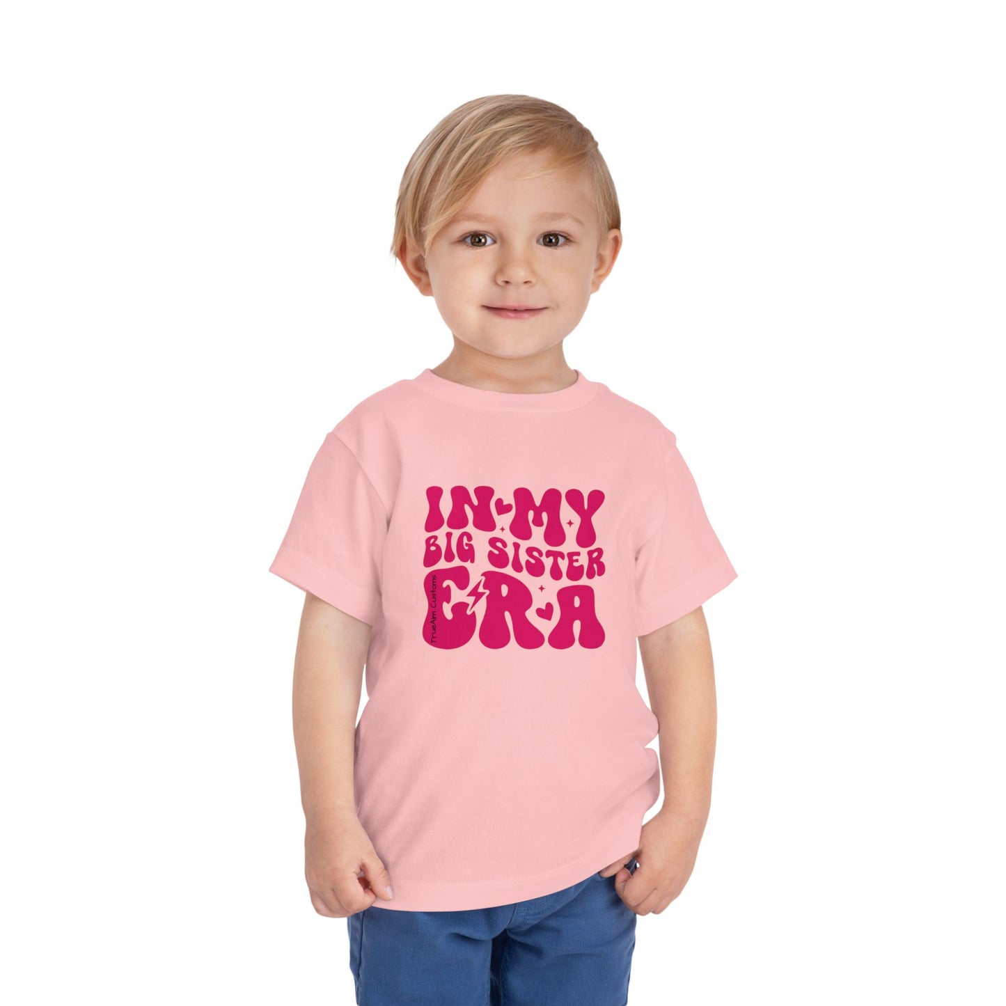 Toddler Tee — "In My Big Sister Era" Retro Pink Announcement Shirt