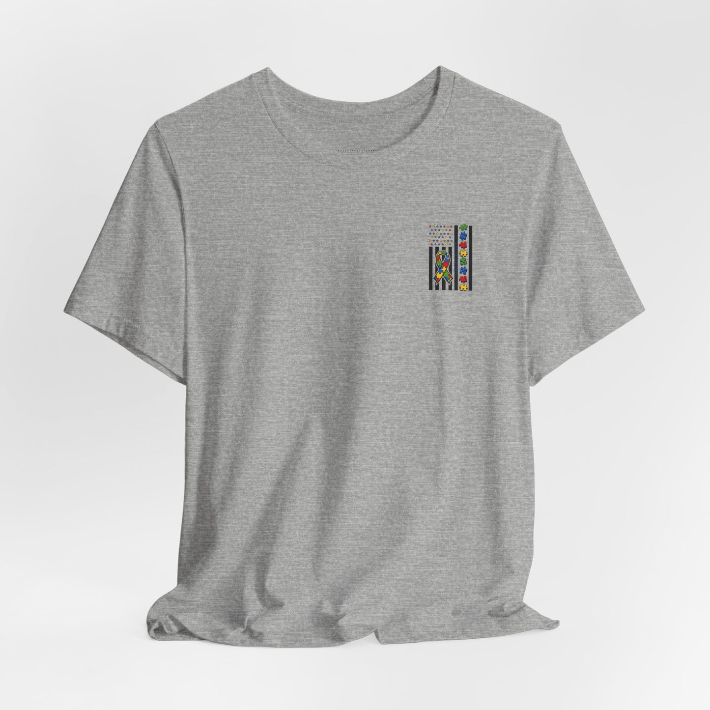 Autism Awareness Flag T-Shirt — Puzzle Ribbon Support Tee