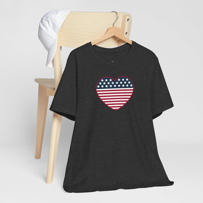 Patriotic Heart T-Shirt — American Flag Heart Tee for 4th of July & Independence Day