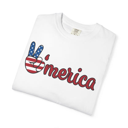 'Merica Peace Sign T-shirt – American Flag Patriotic Tee for 4th of July