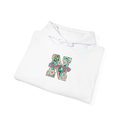 Floral Monogram 'N' Hoodie — Vintage Rose Letter Sweatshirt