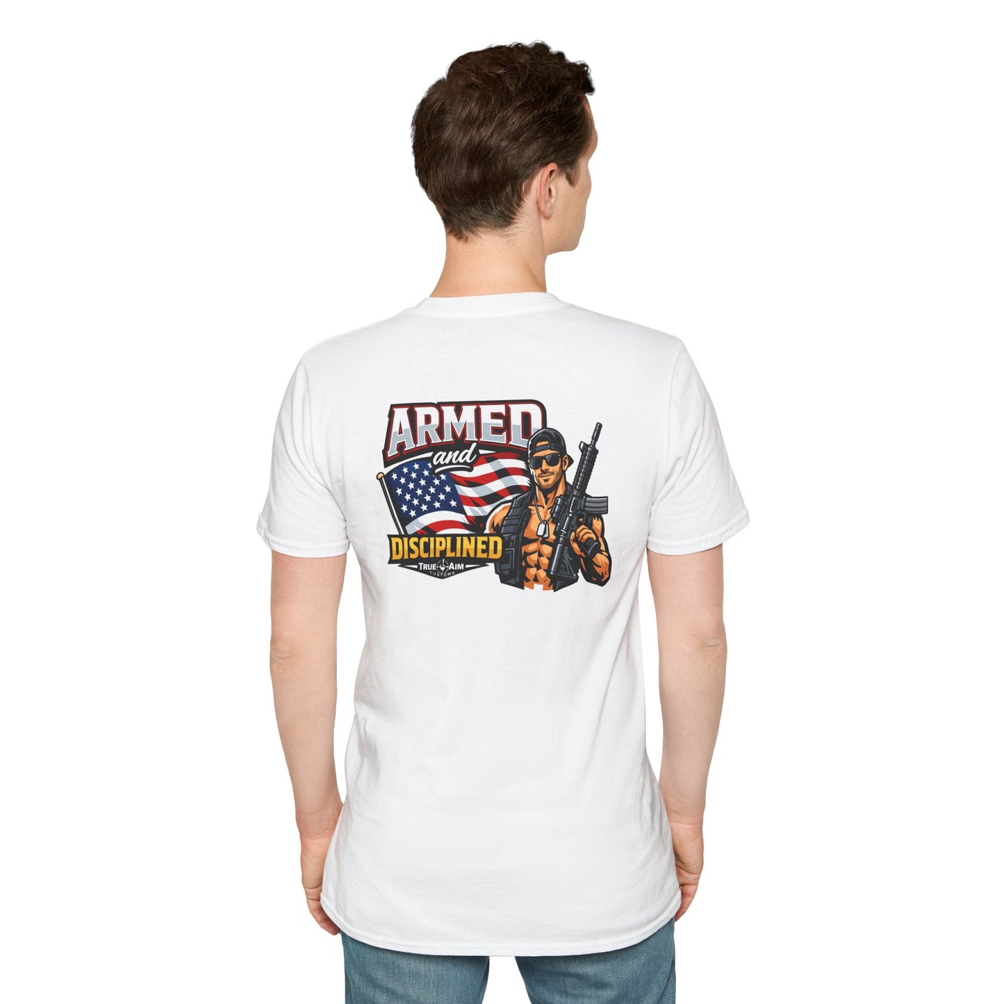 Armed and Disciplined T-Shirt — Patriotic Rifle Graphic Tee