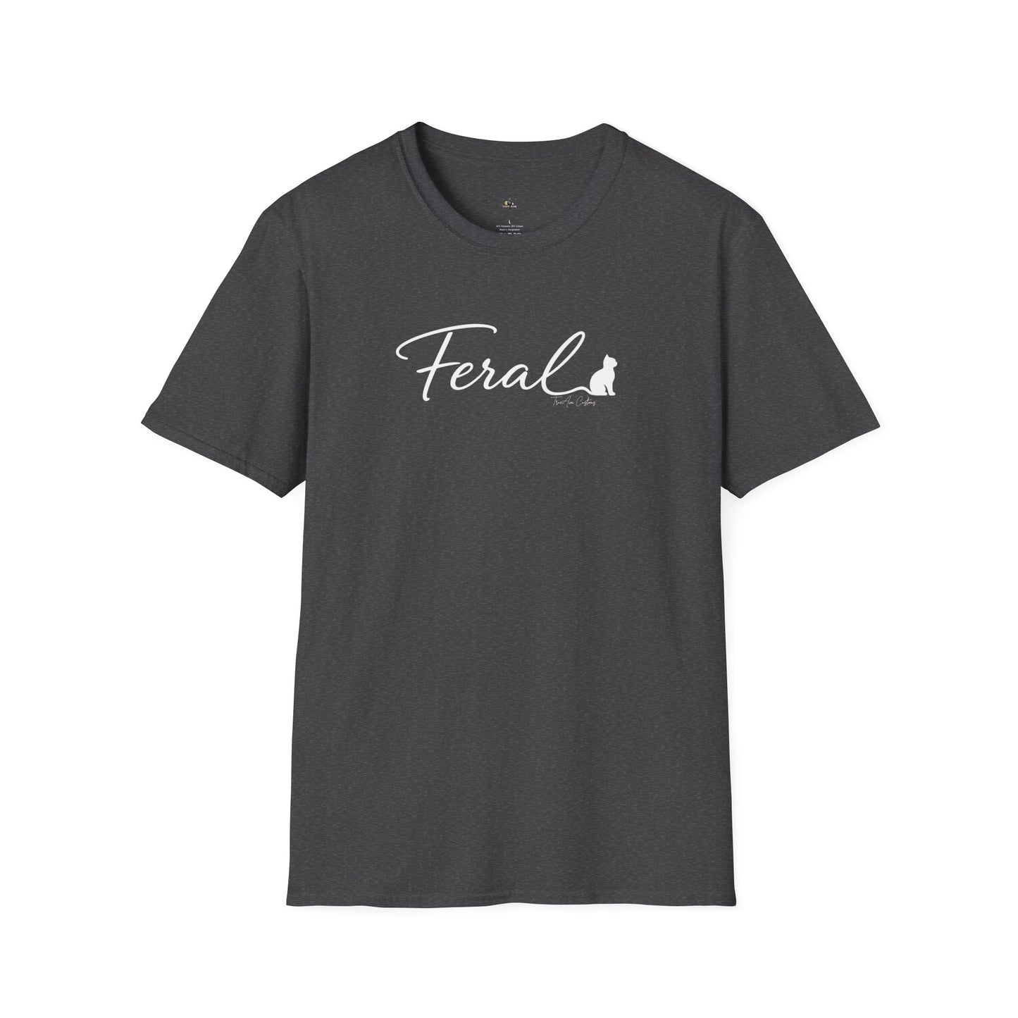 Feral Cat Script Tee — Minimal Cat Silhouette T-Shirt