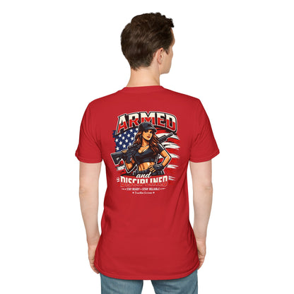 "Female Armed and Disciplined" Patriotic Flag Design t shirt