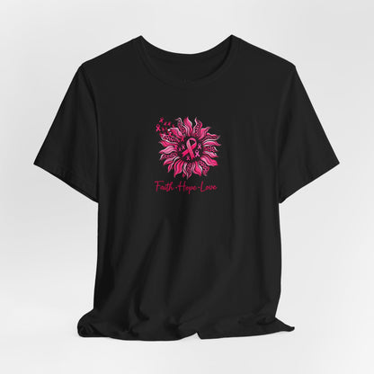 Faith Hope Love Floral Tee — Inspirational Women's Short Sleeve Shirt