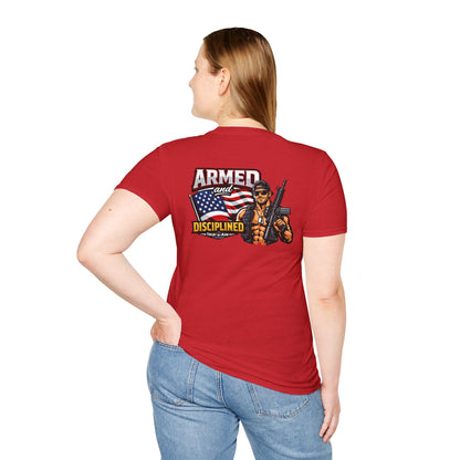 Armed and Disciplined T-Shirt — Patriotic Rifle Graphic Tee