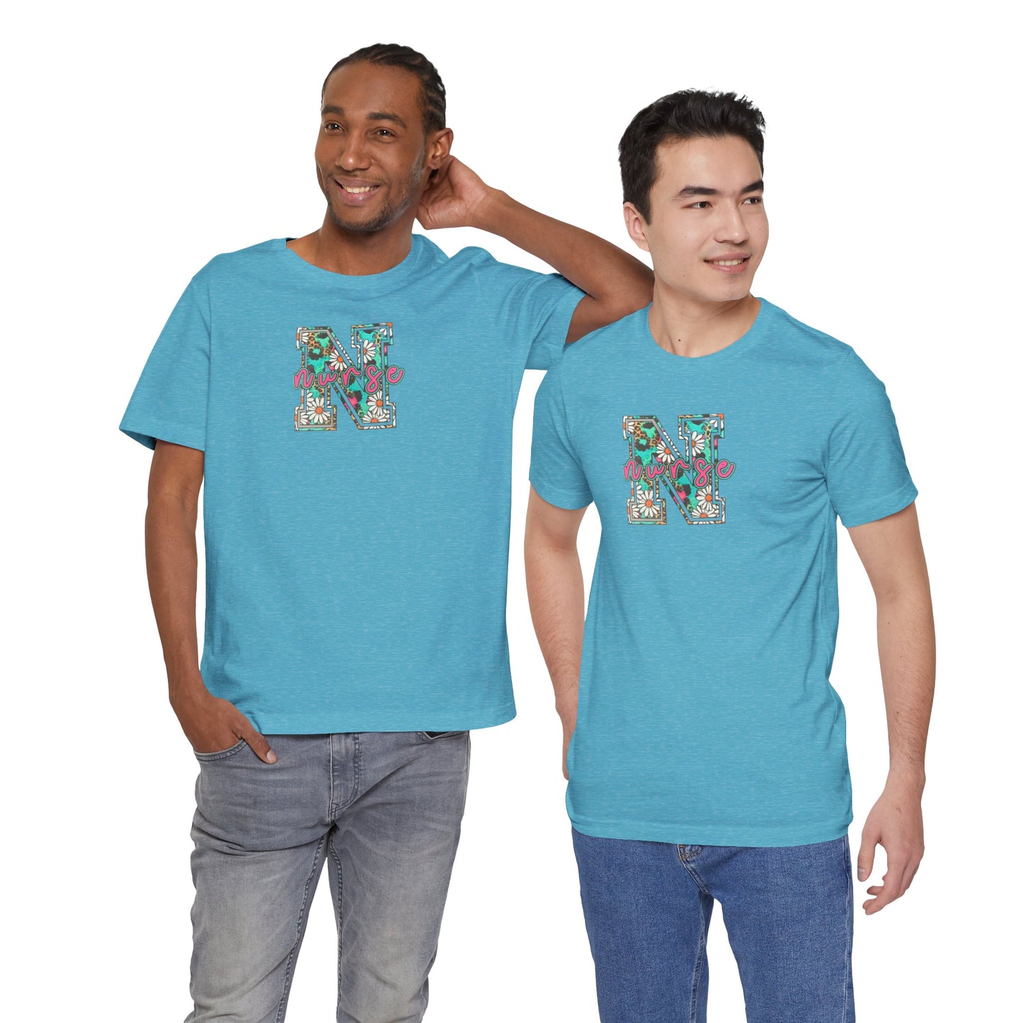 Floral Letter N, Nurse  T-Shirt — Tropical Botanical Monogram Tee