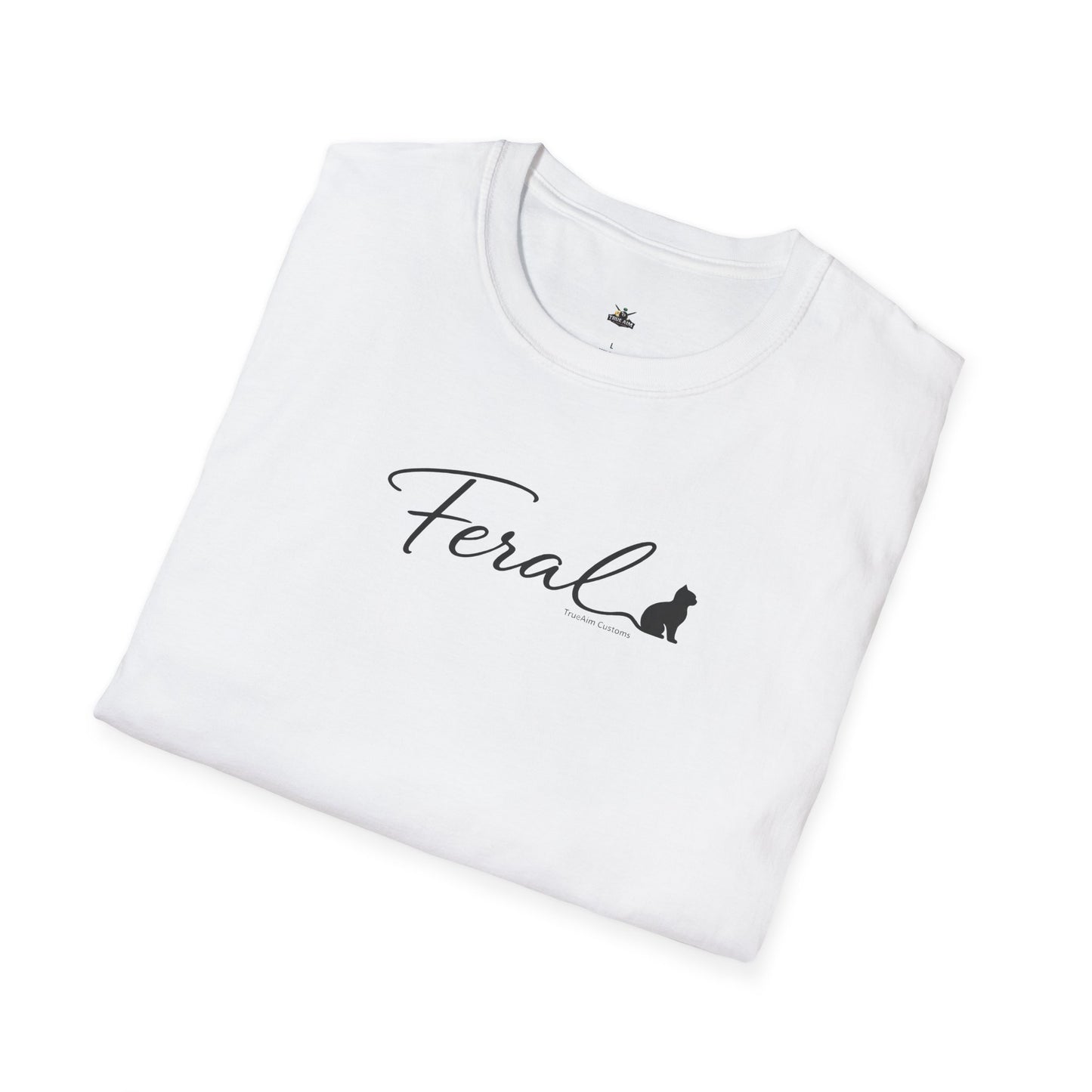 Feral Cat Script Tee — Minimal Cat Silhouette T-Shirt