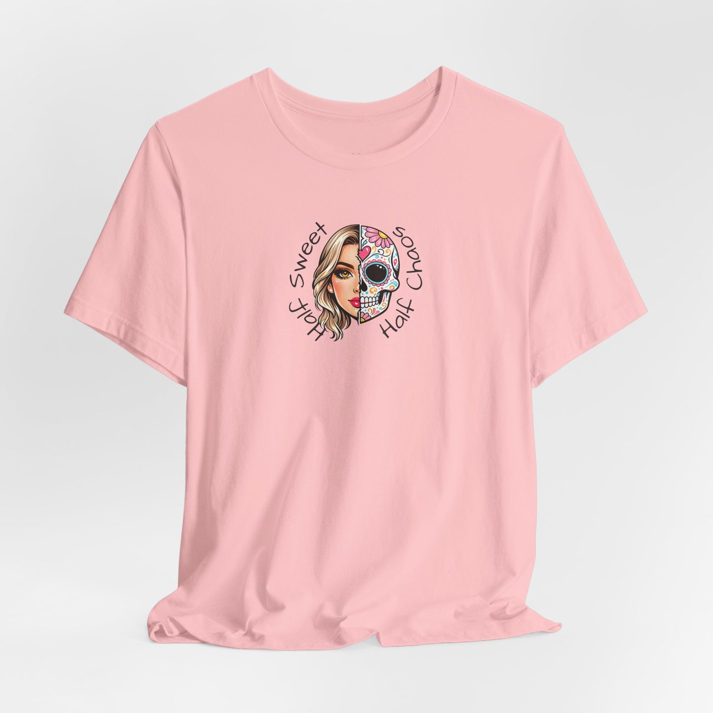 Half Sweet Half Chaos T-Shirt — Day of the Dead Skull Girl Graphic Tee