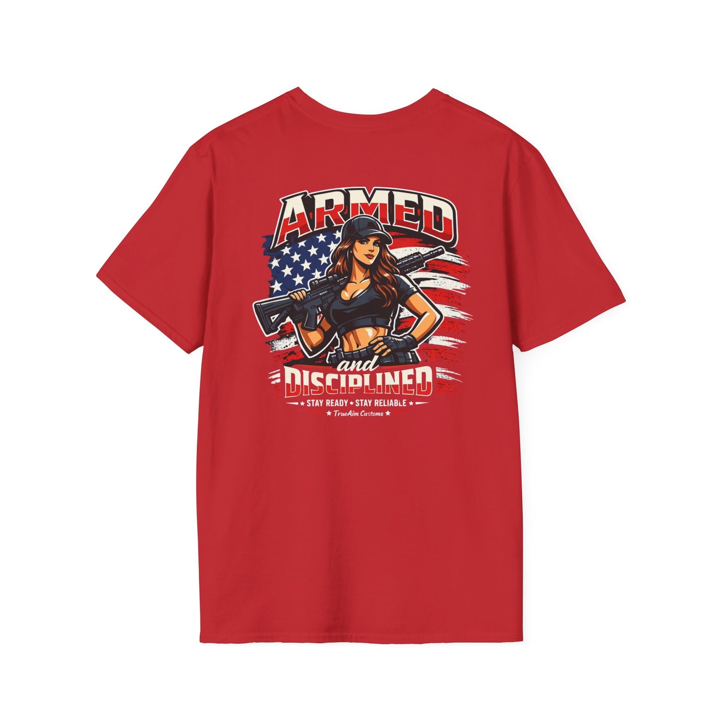 "Female Armed and Disciplined" Patriotic Flag Design t shirt