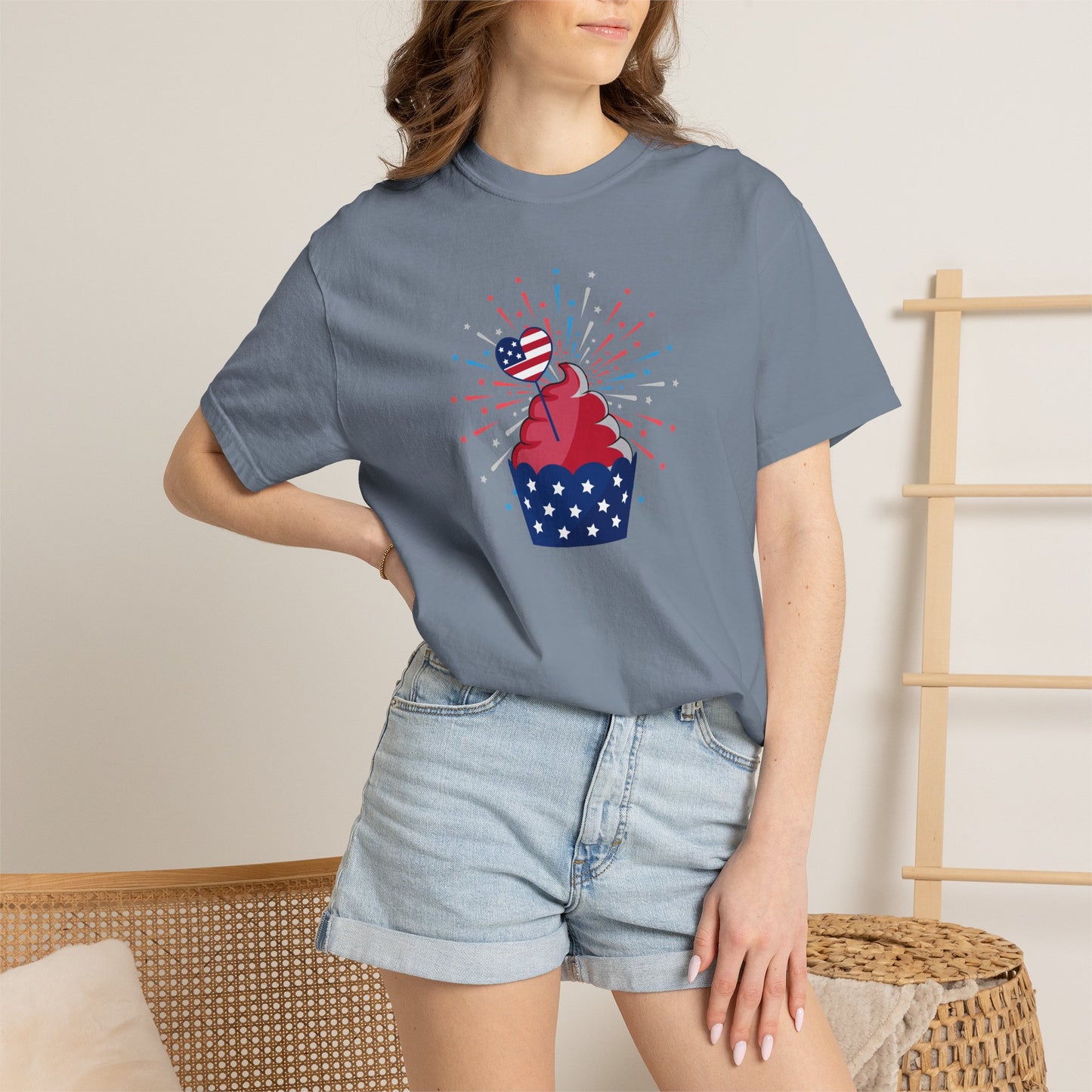 Patriotic Cupcake T-Shirt — 4th of July Red White Blue Celebration Tee