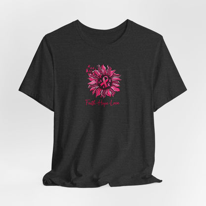 Faith Hope Love Floral Tee — Inspirational Women's Short Sleeve Shirt