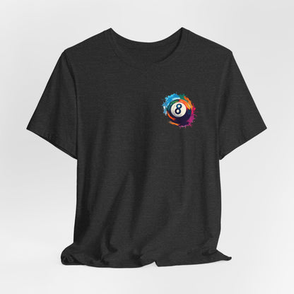 8 Ball Splash T‑Shirt — Colorful Pool Billiards Tee