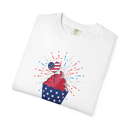 Patriotic Cupcake T-Shirt — 4th of July Red White Blue Celebration Tee