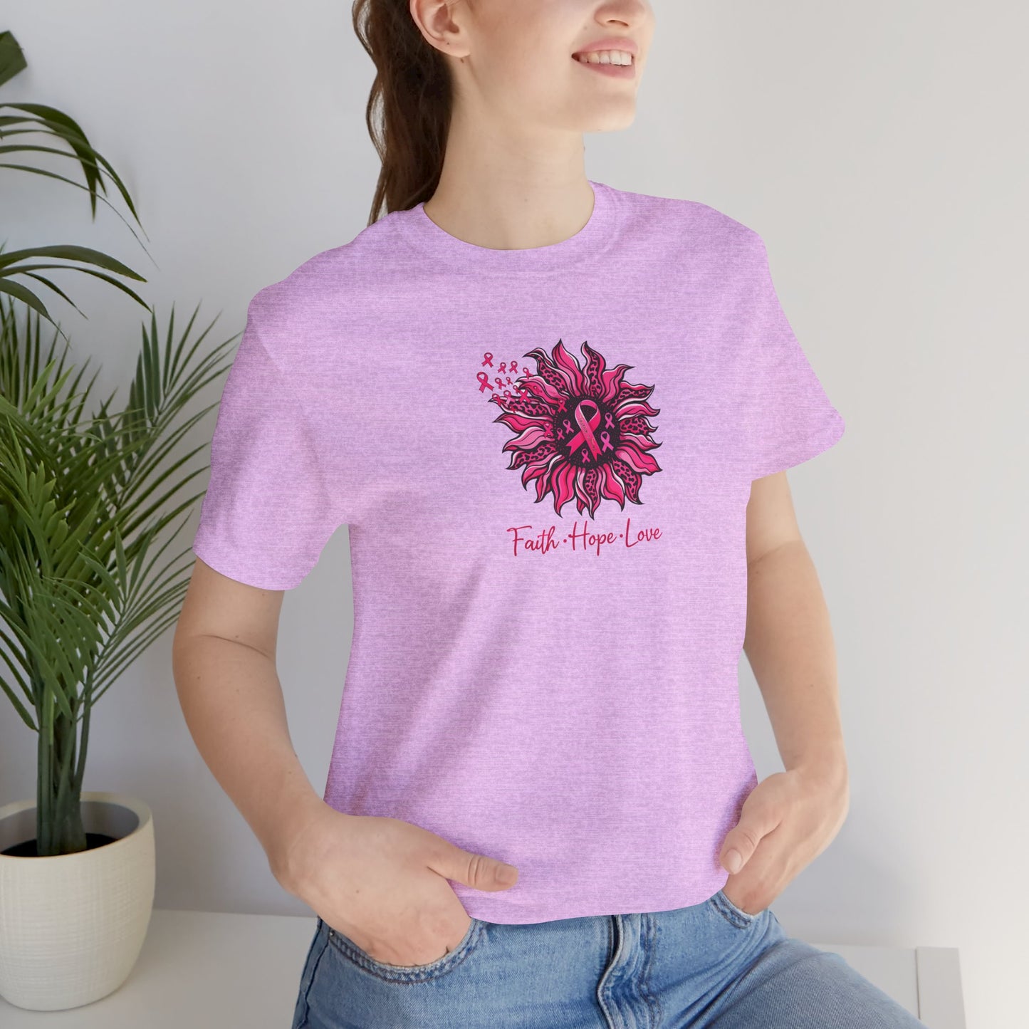 Faith Hope Love Floral Tee — Inspirational Women's Short Sleeve Shirt