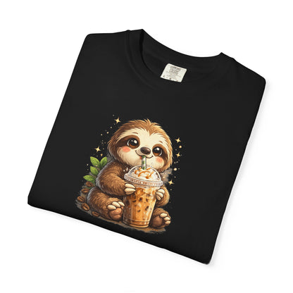 Cute Sloth Holding Coffee T-Shirt — Adorable Cozy Animal Tee