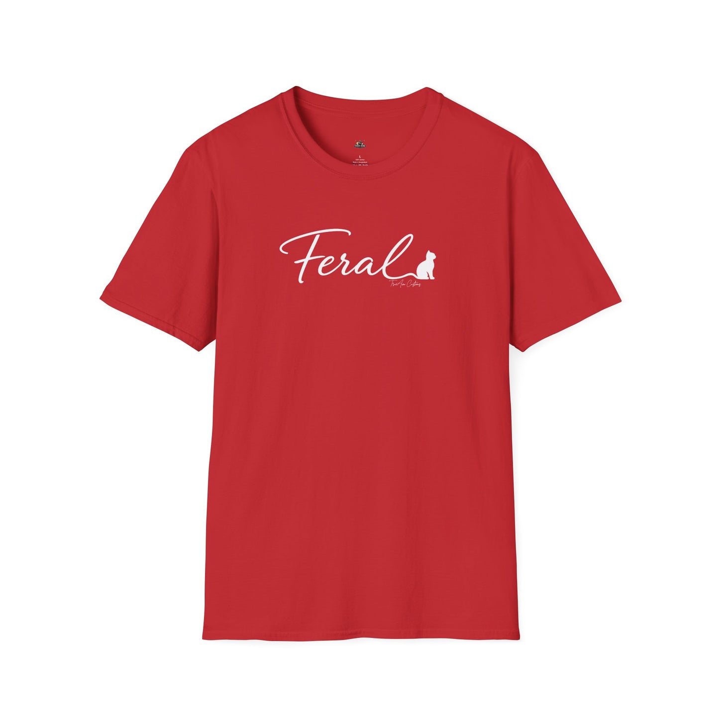 Feral Cat Script Tee — Minimal Cat Silhouette T-Shirt
