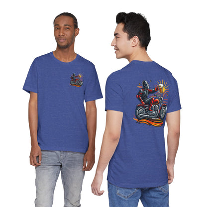 Motorcycle T‑Shirt with Beer Mug Graphic