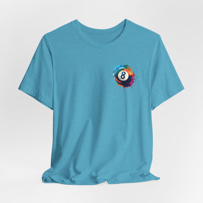 8 Ball Splash T‑Shirt — Colorful Pool Billiards Tee