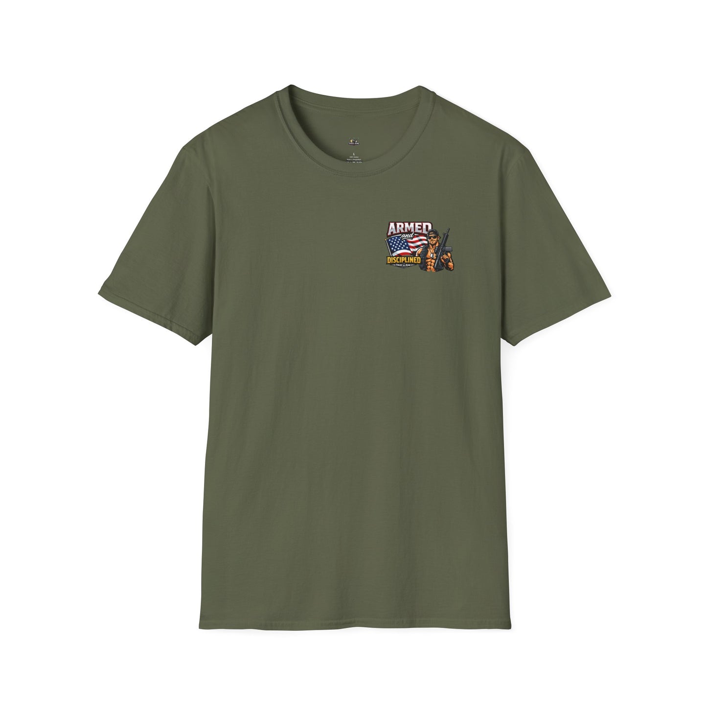 Armed and Disciplined T-Shirt — Patriotic Rifle Graphic Tee