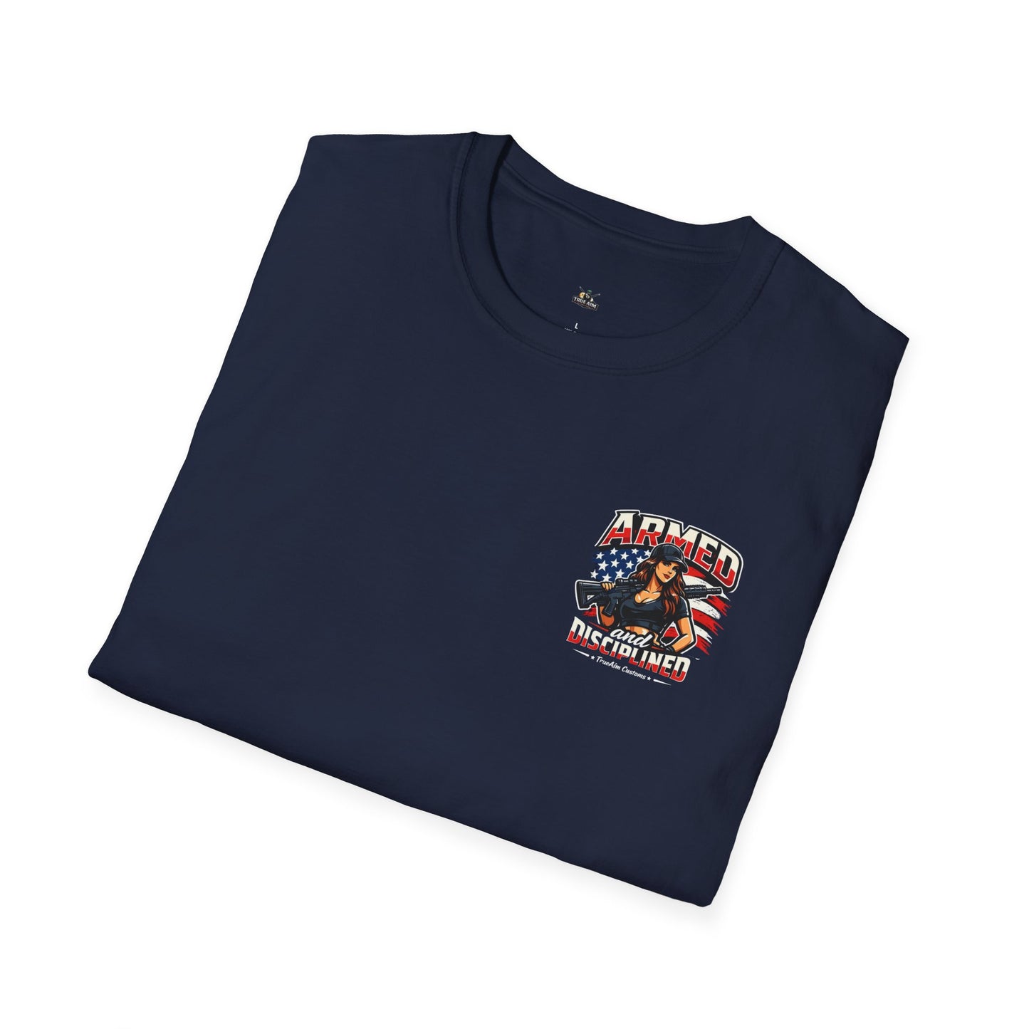 "Female Armed and Disciplined" Patriotic Flag Design t shirt