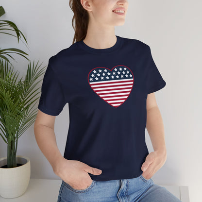 Patriotic Heart T-Shirt — American Flag Heart Tee for 4th of July & Independence Day